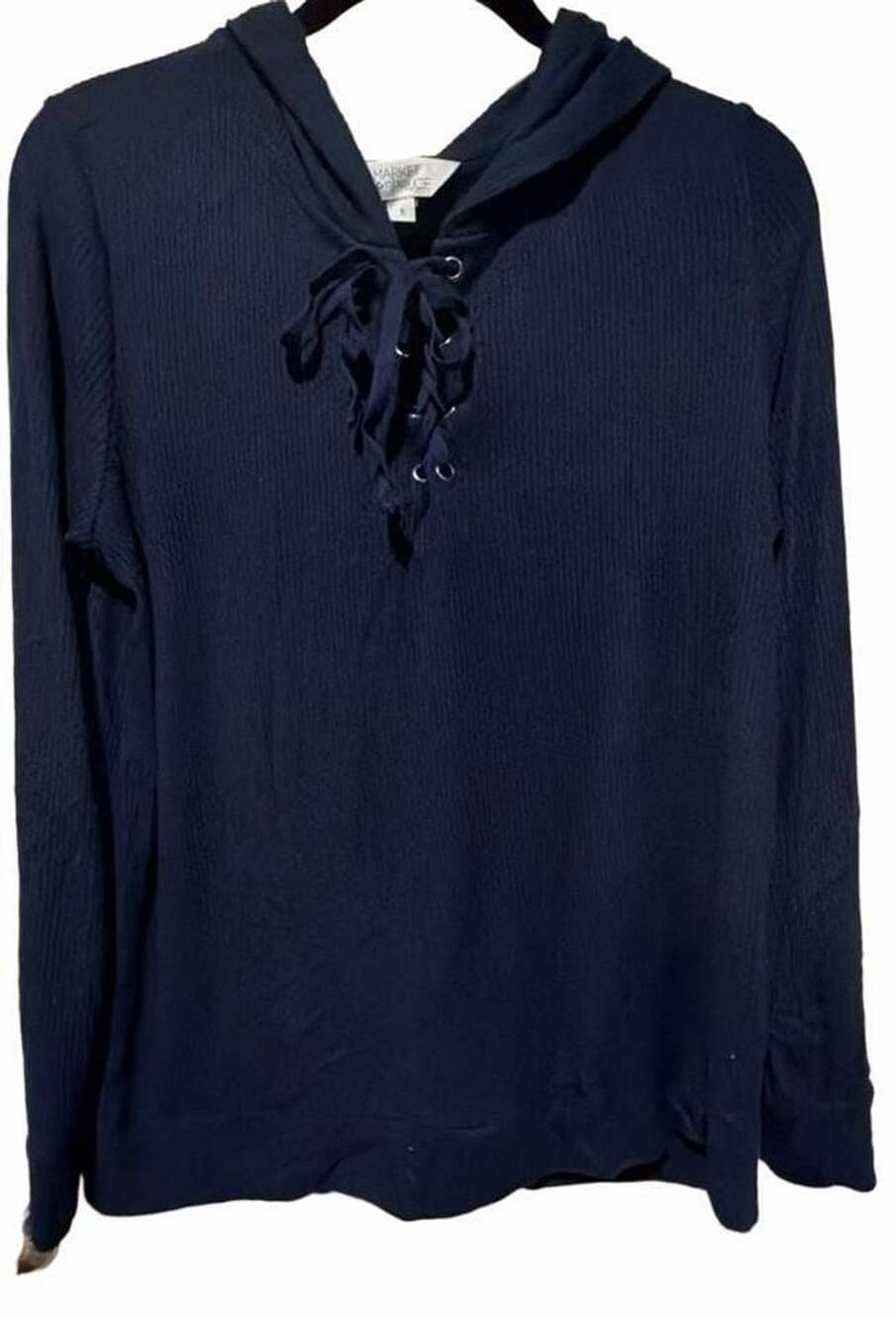 Market & Spruce Navy Lace-Up Hoodie, Size XL